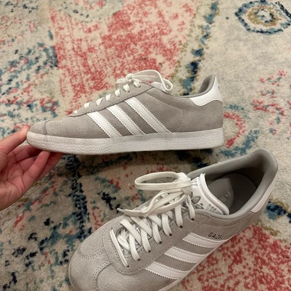 Adidas Gazelle Suede Sneakers in Gray and White - Picture 9 of 10